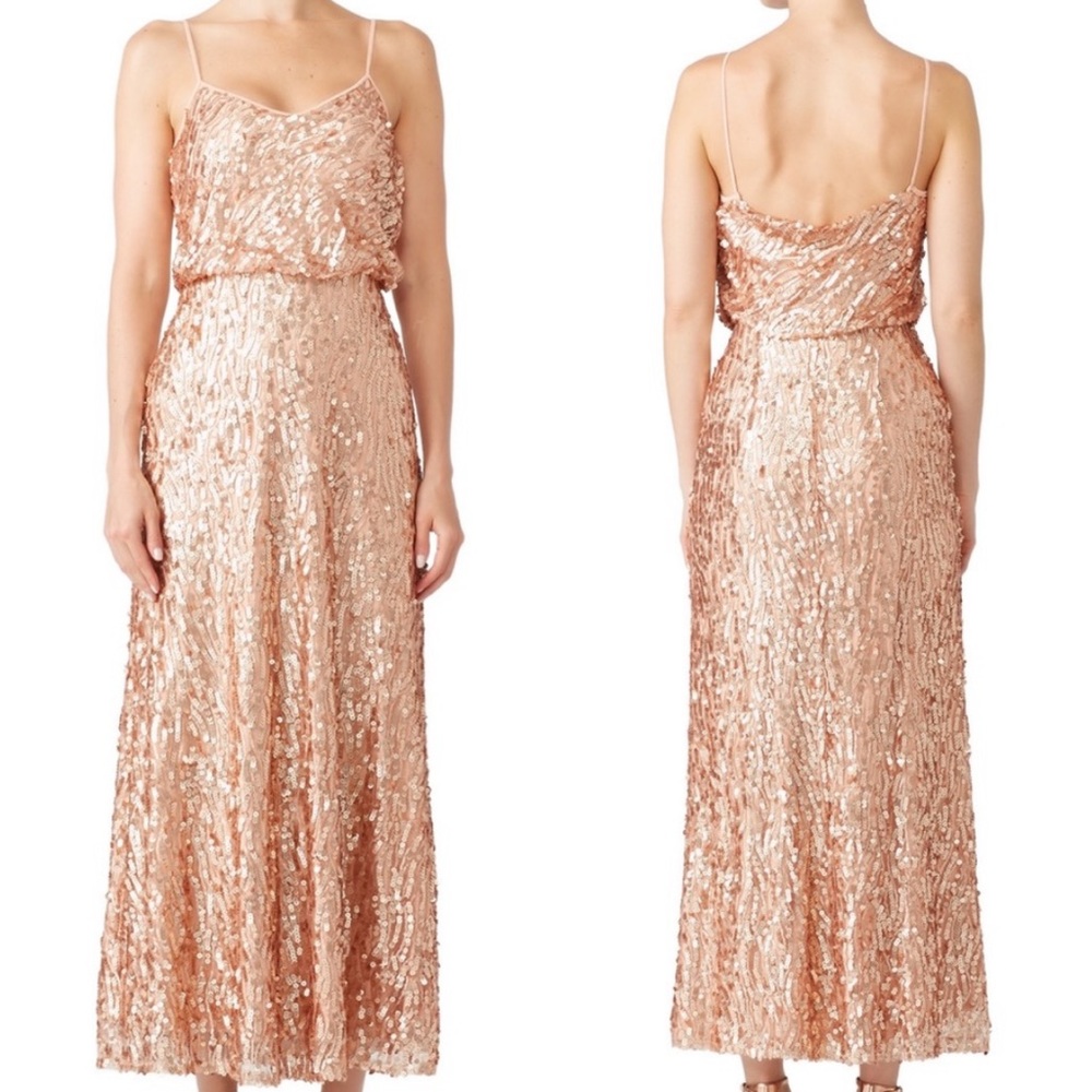 Donna Morgan Rose Gold Sequin Bridesmaid Dress